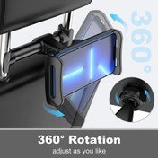Resim Evrensel 360° Dönebilen Araba Koltuk Başlığı Montajı, Cep Telefonları, Tabletler ve Oyun Konsolları için ABS Şarj Olmayan Tutucu, Eller Serbest Arka Koltuk Eğlence Braketi 