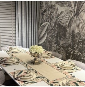 Resim Keten Iraz Desen Runner 40x140 Cm Çok Renkli 