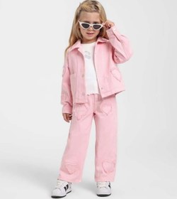 Resim Escabel Kız Bebek Kalp İşlemeli Dokuma Pantolon 1-5 Yaş Pembe 