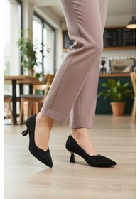 Resim Siyah Saten Kısa İnce Topuklu Abiye Ayakkabı 357188 Z Siyah Saten 