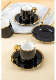 Resim Acar Arwen 6 Kişilik Porselen 90 Ml Kahve Fincanı Takımı 0157 Siyah 