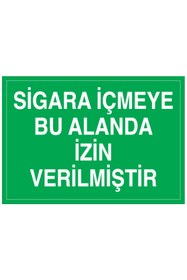 Resim Uytab Sigara Içmeye Bu Alanda Izin Verilmiştir Uyarı Tabelası - 20x30 Foreks - Sig1 