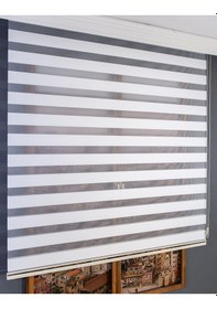 Resim Beyaz Dar Plise Zebra Perde Beyaz 