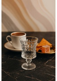 Resim 6 Lı Kristal Cam Kahve Yanı Su Bardağı Bardak 85ml şeffaf 