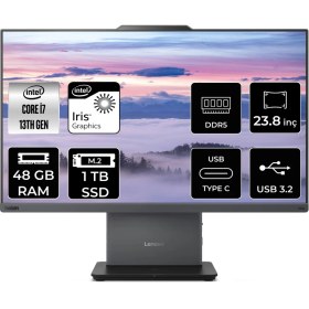 Resim Lenovo Thinkcentre Neo 50A Gen 5 i7 13620H All In One Bilgisayar 48GB RAM 1TB SSD 23.8" FHD FreeDOS + Per4 USB 12SC000KTRP328 