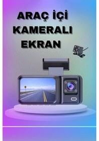 Resim 1080p 3 Lensli Wifi Araç İçi Kameralı Ekran Dvr Kaydedici Gece Gö 
