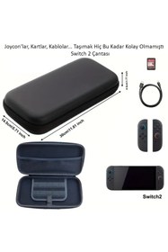 Resim Teknoroket Switch 2 Koruyucu Taşıma Çantası ve Şok Emici Şeffaf Komple Kılıf Seti 