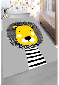 Resim Dijital Baskılı Sevimli Aslan Dekoratif Yıkanabilir Kaymaz Taban Çocuk Halısı Çok Renkli 