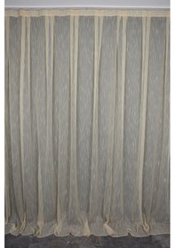 Resim Keten Simli Model Gold Renk Tek Kanat Hazır Dikilmiş Pileli Fon Perde 300 260 Cm Altın 