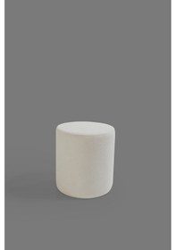 Resim Makyaj Masası Pufu - Düz Beyaz Puf Havlu Kumaş - Dekoratif - Ayak Uzatma Pufu - Yuvarlak Puf Beyaz 