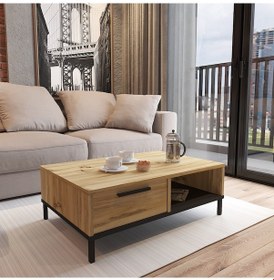 Resim Robin Home Orta Sehpa Metal Ayaklı Çekmeceli Keçe-Siyah Dg18 