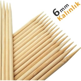 Resim Hayal Sepeti Bambu 6mm Kalın Ahşap Çöp Şiş Çubuğu 40 cm - 20 Adet 