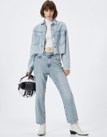 Resim Taşlı Straight Jean Kot Pantolon Düz Paça - Eve Jeans 