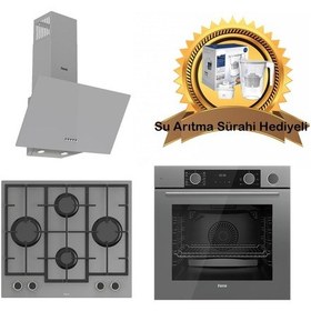 Resim Ferre D088 - LN388 - XE64CPR Fryart & Steamart Gri Cam Ankastre Set 