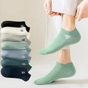 Resim 7'li Karışık Renk Rastgele Ayak Bileği Çorapları - İlkbahar/Yaz Rahat Minimalist Harf Kombinasyonlu Trend Çoraplar 