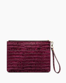 Resim Deri Clutch Çanta | Mürdüm Croco 