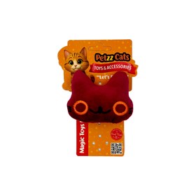 Resim PetzzCats Caty Matatabi ve Çıngırak Sesli Peluş Kedi Oyuncağı Bordo 8x8 Cm 
