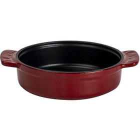 Resim Lava Döküm Yuvarlak Güveç Kabı Döküm Demir Yekpare Çift Kulplu Çap 14 CM 