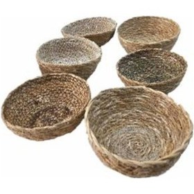 Resim Sever Hasır Örgü Çerezlik ve Çok Amaçlı Sepet Seti 14 CM 6'lı Kahverengi 