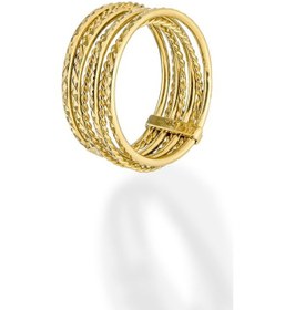 Resim İtalyan Tasarım Çoklu Altın Yüzük 