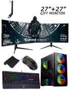 Resim IZOLY İzoly Sune X R5 5500 32GB 256GB M.2 NVME+512GB SSD GeForce RTX 4060 8GB 27"+27"Oyuncu Bilgisayarı 
