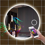 Resim Global Led Mirror 60 cm Bluetoothlu Makyaj Aynalı Buğu Yapmayan Ledli Yuvarlak Banyo Aynası 