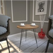 Resim PASİFİC HOME Sandalf Yan Sehpa, Metal Ayaklı, Koyu Meşe 