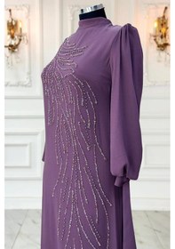 Resim Amine Hüma İrem Tesettür Abiye Lavanta Lavanta 