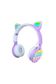Resim Techno Guru Rgb LED Işıklı Kedi Kulağı Katlanabilir Kulak Üstü B30 Bluetooth Kulaklık 