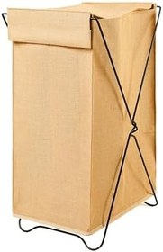 Resim Ocean Home Textile Katlanabilir Bölmeli Siyah Metal Destekli Naturel Jüt Çamaşır Sepeti 44 x 29.5 x 63 cm 