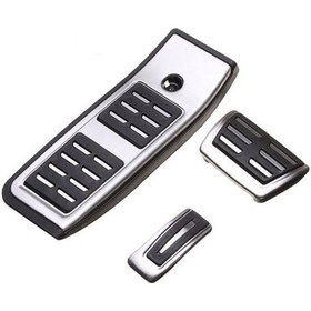Resim Audi A4 B9 A5 F5 2016-2023 Uyumlu Geçme Otomatik Pedal Seti 3 Parça Siyah Krom 