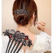Resim Rhinestones ile Şık Kore Tarzı Vintage Saç Tıraş, 5-Dişli Top Knot Tarak, Çiçek Saç Aksesuarı, Çinko Alaşım Saç Tutturu, Dalgalı Doku, Kokusuz, Uzun Saç Stili, İş, Toplu Taşıma, Partiler, Alışveriş, Seyahat için Temel 