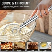 Resim Çelik El Tipi Hamur Karıştırıcı Kazıyıcı ile - Çift Delikli Hızlı Karıştırma Aracı, Pişirme, Fırınlama & Çırpma için - Restoranlar, Yiyecek Kamyonları & Fırınlar için Temel Mutfak Aleti 