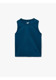 Resim Koton Slim Fit Kolsuz Bisiklet Yaka Sporcu Atleti Petrol Yeşili 6wak30167nk Petrol 