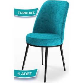 Resim Canisa Dexa Serisi, Üst Kalite Mutfak Sandalyesi,4 Adet Sandalye, Turkuaz Sandalye, Metal Siyah Iskeletli Sandalye Turkuaz Ayaklar Siyah 
