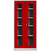 Resim Jessan Ofis Camlı 198 lik Dosya Dolabı Gri-Kırmızı 
