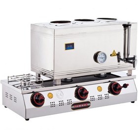 Resim Işıkgaz Silverinox 60 Lık Lpg Tüplü 40 Litre 3 Demlikli Çay Kazanı 