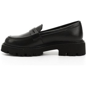 Resim Gönderi R Siyah Kalın Topuklu Hakiki Deri Loafer Ayakkabı Siyah 