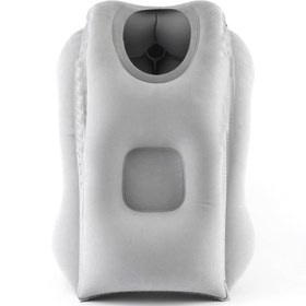 Resim Şişme Seyahat Yastığı - Kalp Şeklinde Kesikli Ergonomik Tasarım, Orta-Yumuşak Destek, Uçak, Araba ve Ev Kullanımı için Dayanıklı Siyah Kumaş - Taşınabilir ve Yerden Tasarruf Sağlayan 