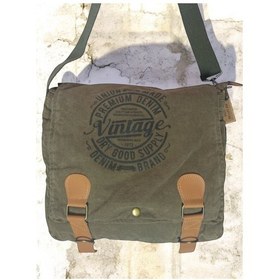 Resim Old Cotton Cargo Vintage Salaş Kaliteli Unisex Günlük Gezi Kamp Okul Postacı Omuz Çantası San Diego 32 Cm X 25 Cm Haki - Siyah 