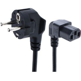 Resim C13 Power Kablosu 90° Derece Dirsek L Uç - Dik Açılı - 1.8 mt 