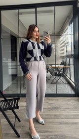 Resim Yünefek Kumaş Fermuarlı Pantolon GRİ - L 