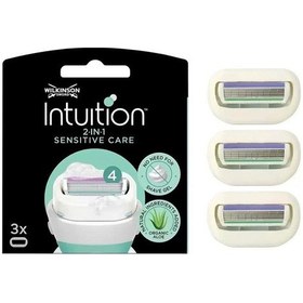 Resim Wilkinson Sword Intuition 2 in 1 Sensitive Care Kendinden Sabunlu 4 Bıçaklı Kadın Tıraş Bıçağı 3 Yedek Kartuş 
