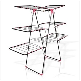 Resim Büyük Çok Katlı Pas Iz Yapmaz Çamaşır Kurutma Teli Rafı Askısı Siyah 