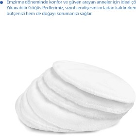 Resim Babyjem Yıkanabilir Süper Emici Tekrar Kullanımlı Pamuklu Göğüs Pedi 6 Adet 