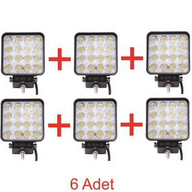 Resim Rock Off Road Sis Farı Sis Lambası 16 Led Kare 6'lı Paket Su Geçirmez 