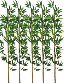 Resim 5li Set Yapay Bambu Sopası 14 Yapraklı 130cm Yapay Çiçek Bambu Duvarı Separatör Çiçeği Yapay Çiçek 