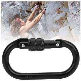 Resim Konesam 7075 Havaalari Aluminyum 25kn Taşıma Kapasitesi Siyah O Şekilli Otomatik Kilitli Tırmanma Güvenlik Kancası 