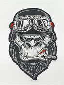 Resim Atolye Luxora Öfkeli Goril Stil Motorcu Yelek ve Çeket ,Sırt Patch, Yama 