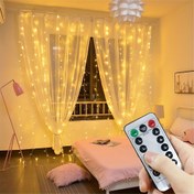 Resim USB Perde Işık Zinciri, Uzaktan Kumandalı Perde Aydınlatma İpi, Çevre Dostu Noel Ev Mutfak Süslemesi için Garland Işık İpliği, Oda Yatak Odası Pencere ve Kapı İç İçe Geçen LED Lambalar, Partiler (Düğün Cadılar Bayramı) Etkinliklerine Özel Tema Temalı, Şömine Duvar Panosu ile Birlikte Kullanılabilir 